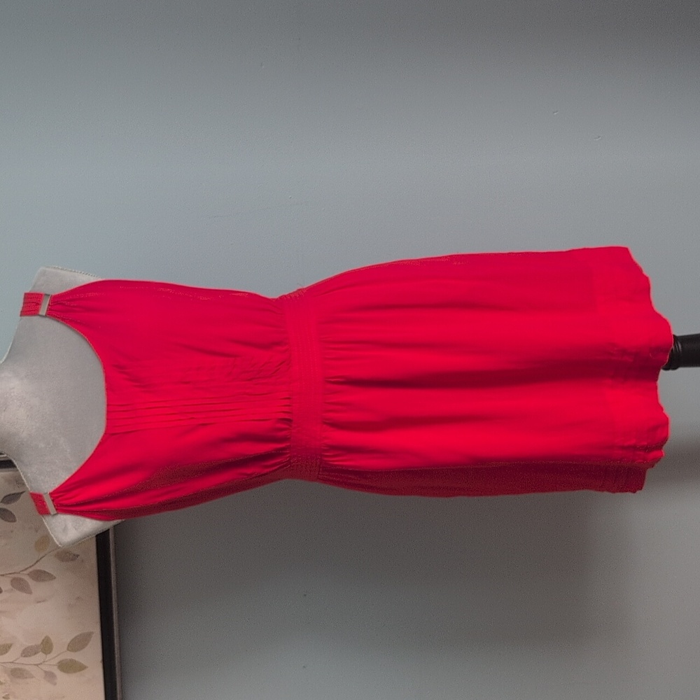 WHBM Red Sleeveless Summer Dress with Smocked Waist Large